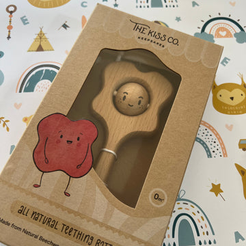 The Kiss Co Natural Teething Rattle